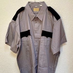 Security Officer Shirt Mens 5XL Gray & Black Button Down Guard Uniform Work Wear
